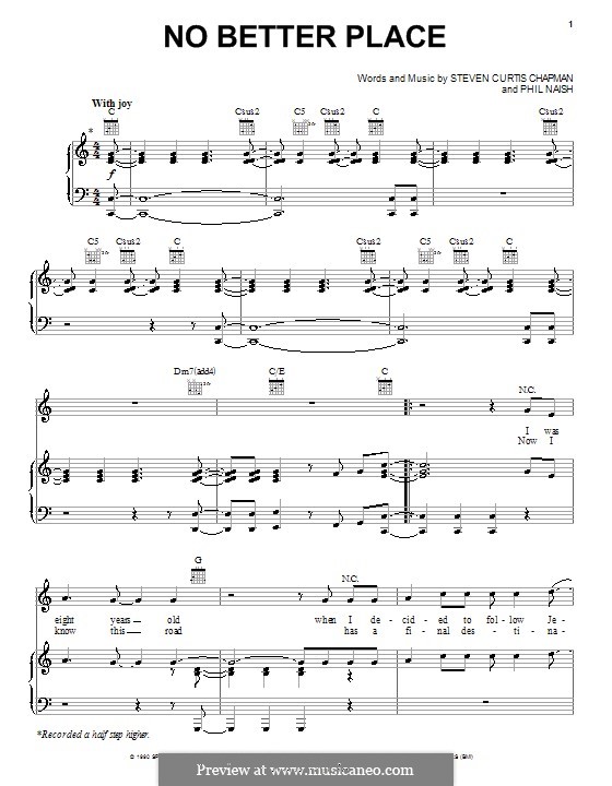 No Better Place: Für Stimme und Klavier (oder Gitarre) by Phil Naish