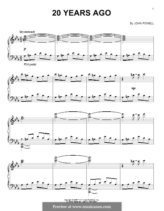 20 Years Ago: Für Klavier by John Powell