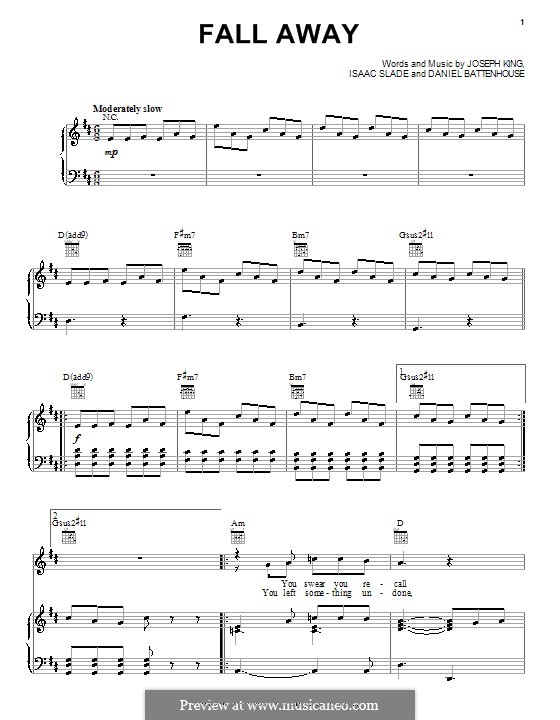 Fall Away (The Fray): Für Stimme und Klavier (oder Gitarre) by Daniel Battenhouse, Isaac Slade, Joseph King