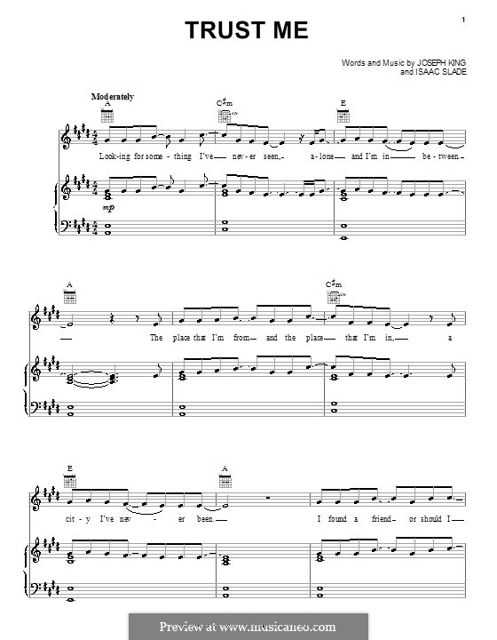 Trust Me (The Fray): Für Stimme und Klavier (oder Gitarre) by Isaac Slade, Joseph King
