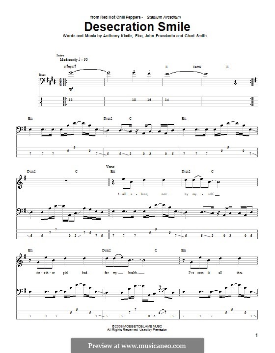 Desecration Smile (Red Hot Chili Peppers): Für Bassgitarre mit Tabulatur by Flea, Anthony Kiedis, Chad Smith, John Frusciante