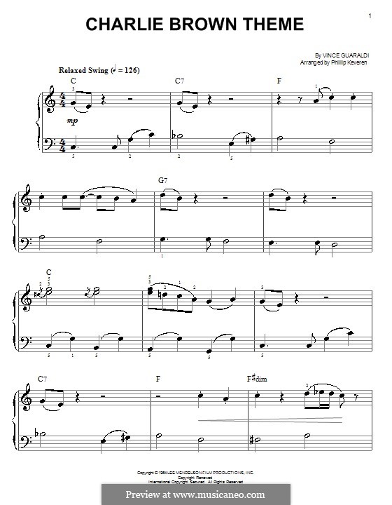 Charlie Brown Theme (from A Boy Named Charlie Brown): Für Klavier, leicht by Vince Guaraldi