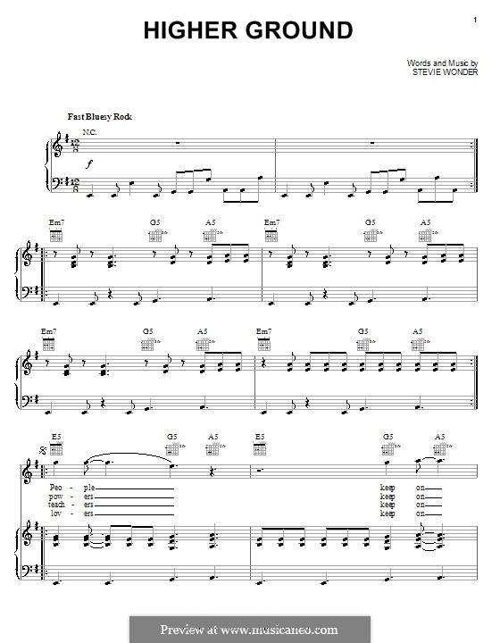 Higher Ground: Für Stimme und Klavier (oder Gitarre) by Stevie Wonder