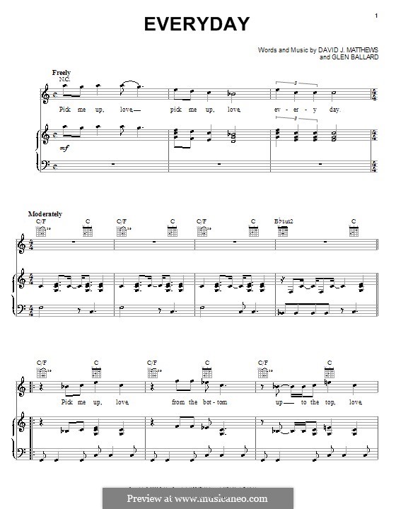 Everyday (Dave Matthews Band): Für Stimme und Klavier (oder Gitarre) by David J. Matthews, Glen Ballard