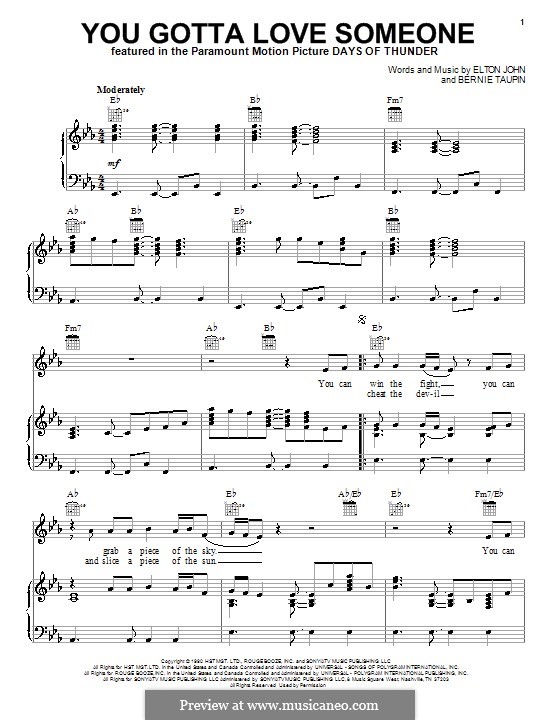 You Gotta Love Someone: Für Stimme und Klavier (oder Gitarre) by Elton John