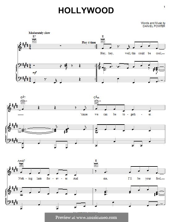 Hollywood: Für Stimme und Klavier (oder Gitarre) by Daniel Powter