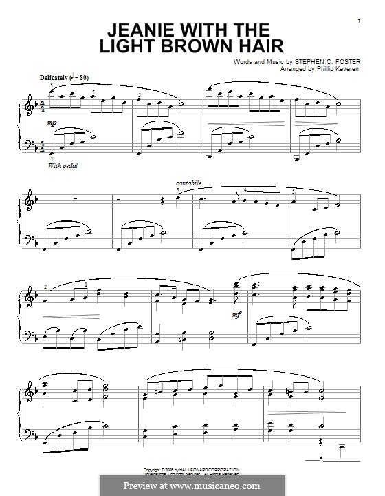 Jeanie with the Light Brown Hair: Für Klavier by Stephen Foster