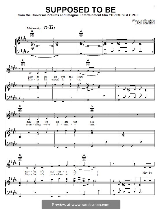 Supposed to be: Für Stimme und Klavier (oder Gitarre) by Jack Johnson