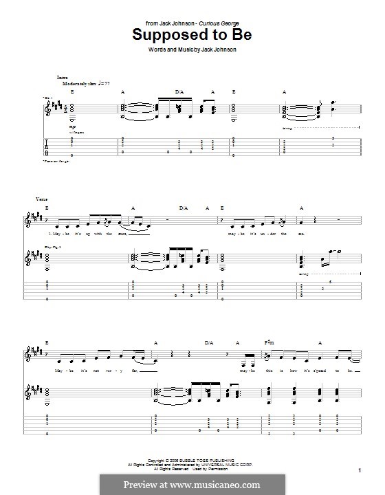 Supposed to be: Für Gitarre mit Tabulatur by Jack Johnson