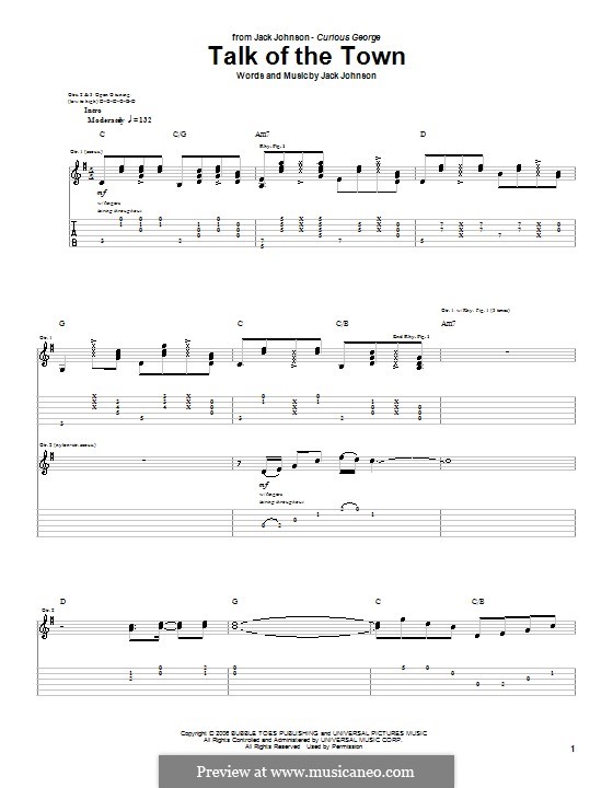 Talk of the Town: Für Gitarre mit Tabulatur by Jack Johnson