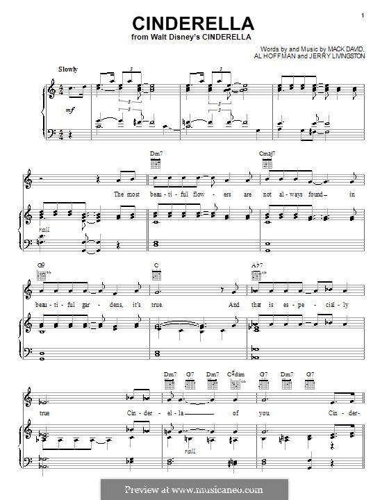 Cinderella: Für Stimme und Klavier (oder Gitarre) by Al Hoffman, Jerry Livingston, Mack David