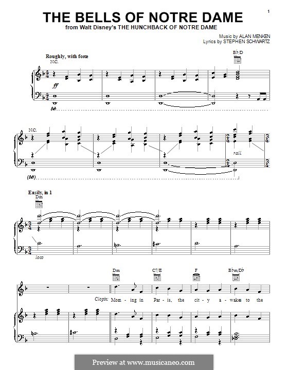 The Bells of Notre Dame: Für Stimme und Klavier (oder Gitarre) by Stephen Schwartz