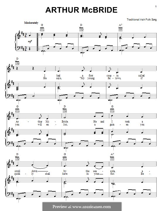 Arthur McBride: Für Stimme und Klavier (oder Gitarre) by folklore