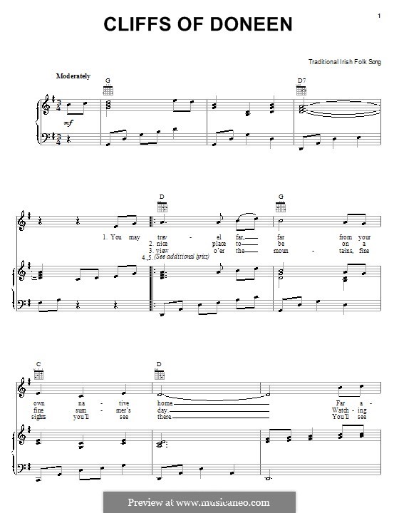Cliffs of Doneen: Für Stimme und Klavier (oder Gitarre) by folklore