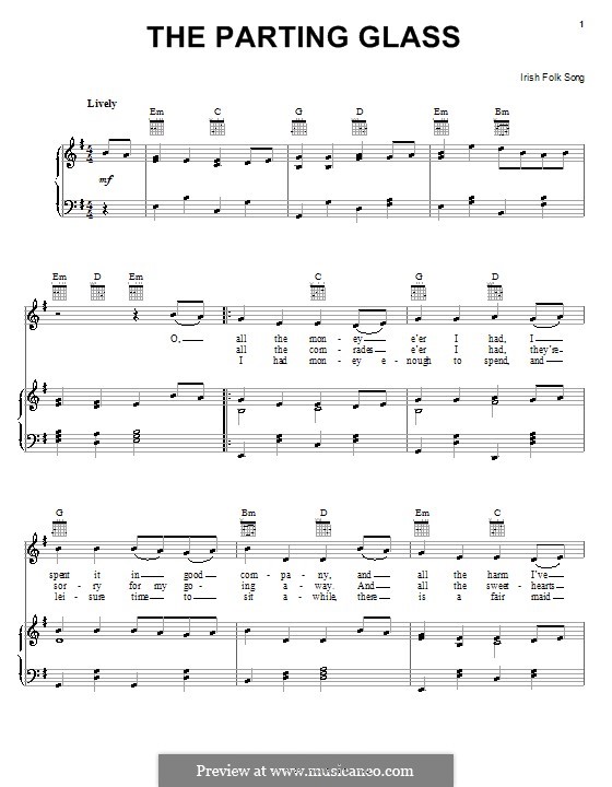 The Parting Glass: Für Stimme und Klavier (oder Gitarre) by folklore