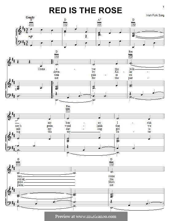 Red is the Rose: Für Stimme und Klavier (oder Gitarre) by folklore