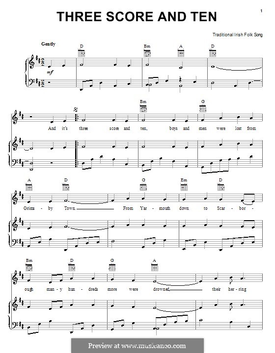 Three Score And Ten Von Folklore Noten Auf MusicaNeo