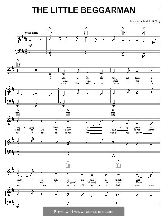 The Little Beggarman: Für Stimme und Klavier (oder Gitarre) by folklore