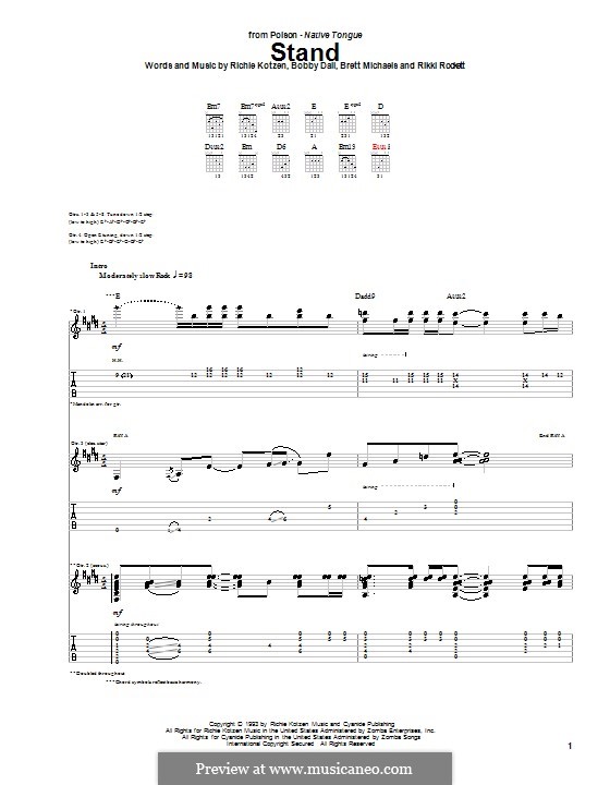 Stand (Poison): Für Gitarre mit Tabulatur by Bobby Dall, Bret Michaels, C.C. DeVille, Richie Kotzen, Rikki Rockett