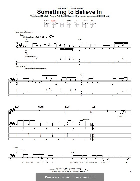 Something to Believe in (Poison): Für Gitarre mit Tabulatur by Bobby Dall, Bret Michaels, C.C. DeVille, Rikki Rockett