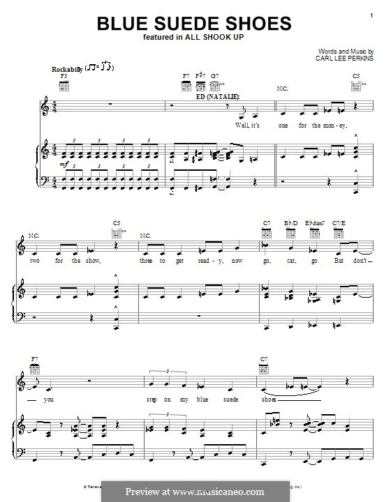 Blue Suede Shoes (Elvis Presley): Für Stimme und Klavier (oder Gitarre) by Carl Lee Perkins