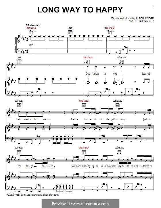 Long Way to Happy (Pink): Für Stimme und Klavier (oder Gitarre) by Alecia Moore, Butch Walker