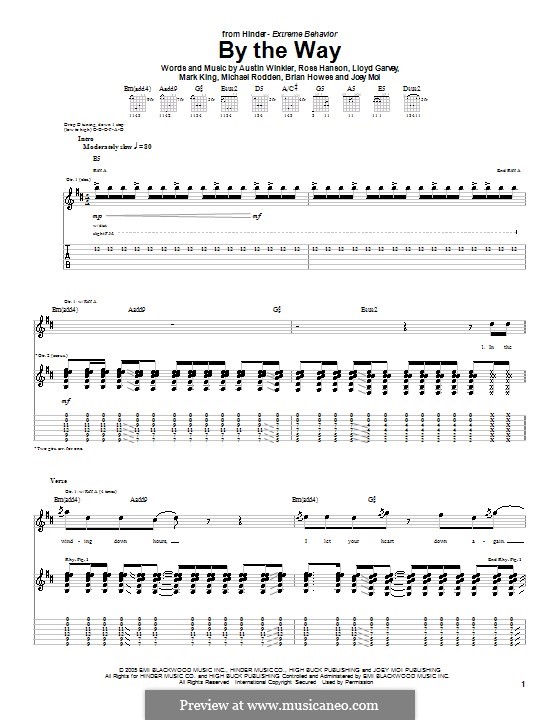 By the Way (Hinder): Für Gitarre mit Tabulatur by Austin Winkler, Brian Howes, Joey Moi, Lloyd Garvey, Mark King, Michael Rodden, Ross Hanson