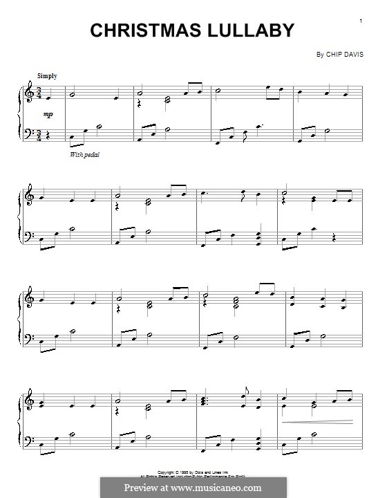Christmas Lullaby (Mannheim Steamroller): Für Klavier by Chip Davis
