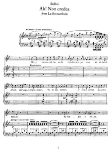 Ah! Non credea: Für Stimme und Klavier by Vincenzo Bellini