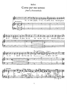 Come per me sereno: Für Stimme und Klavier by Vincenzo Bellini