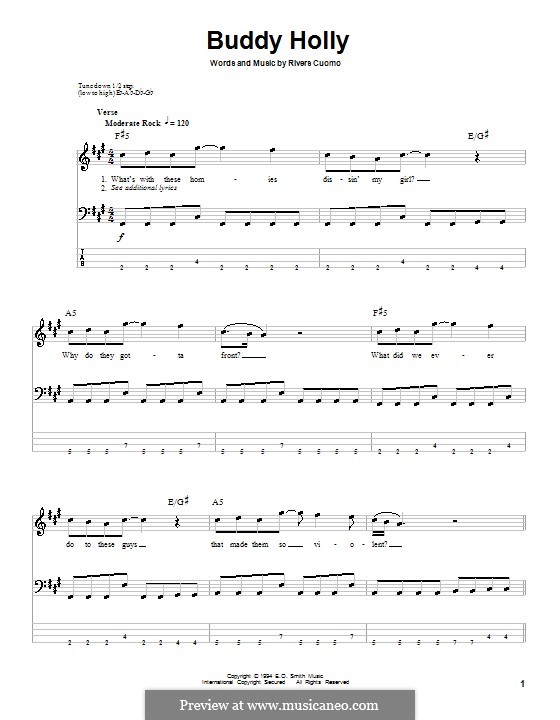 Buddy Holly (Weezer): Für Bassgitarre mit Tabulatur by Rivers Cuomo