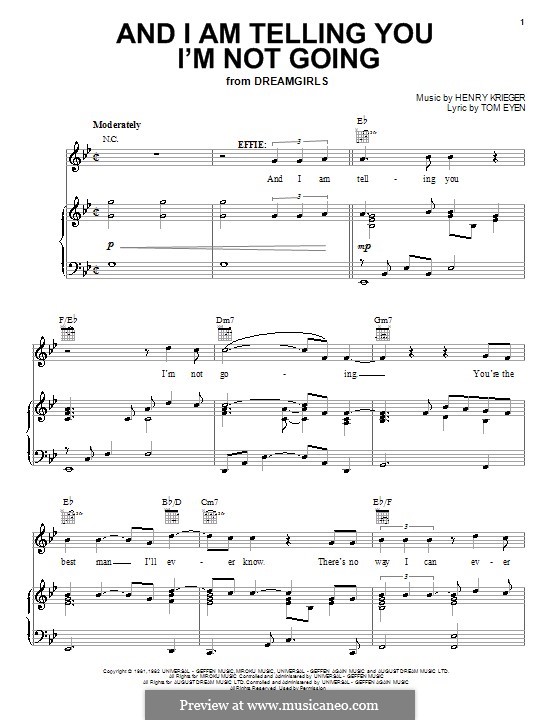 And I am Telling You I'm Not Going (Jennifer Hudson): Für Stimme und Klavier (oder Gitarre) by Henry Krieger