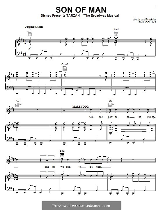 Son of Man (from Walt Disney's Tarzan): Für Stimme und Klavier (oder Gitarre) by Phil Collins