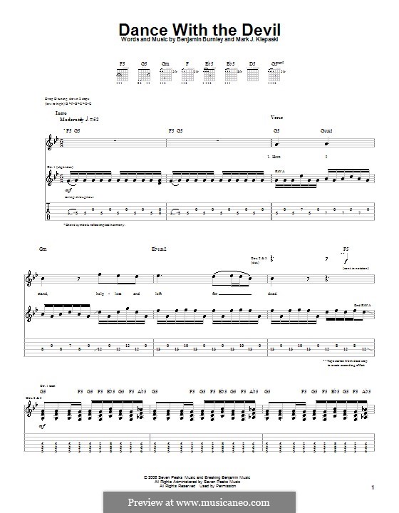 Dance with the Devil (Breaking Benjamin): Für Gitarre mit Tabulatur by Benjamin Burnley, Mark J. Klepaski