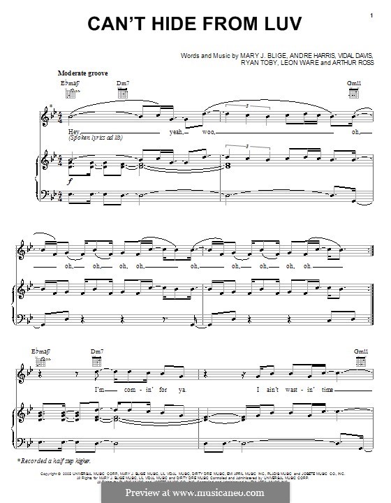 Can't Hide from Luv: Für Stimme und Klavier (oder Gitarre) by Andre Harris, Arthur Ross, Leon Ware, Ryan Toby, Vidal Davis