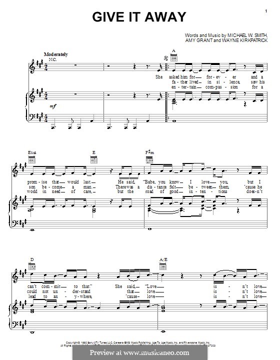 Give It Away: Für Stimme und Klavier (oder Gitarre) by Wayne Kirkpatrick