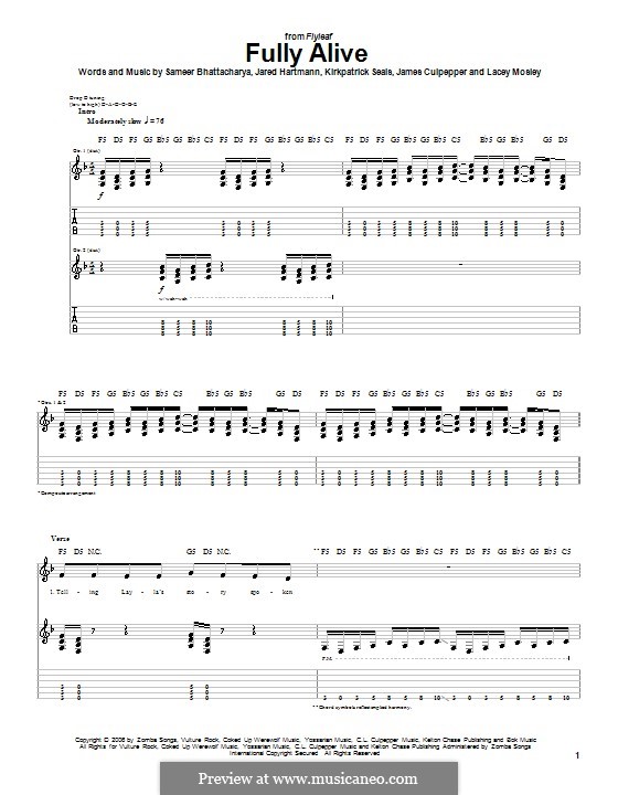 Fully Alive (Flyleaf): Für Gitarre mit Tabulatur by James Culpepper, Jared Hartmann, Kirkpatrick Seals, Lacey Mosley, Sameer Bhattacharya