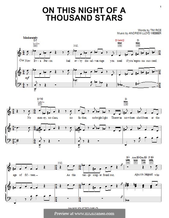 On This Night of a Thousand Stars: Für Stimme und Klavier (oder Gitarre) by Andrew Lloyd Webber