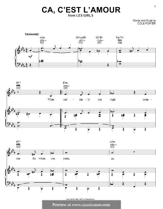 Ca, c'est l'amour: Für Stimme und Klavier (oder Gitarre) by Cole Porter