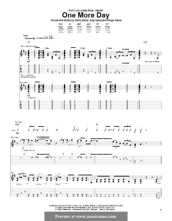 One More Day (Los Lonely Boys): Für Gitarre mit Tabulatur by Henry Garza, Joey Garza, Ringo Garza