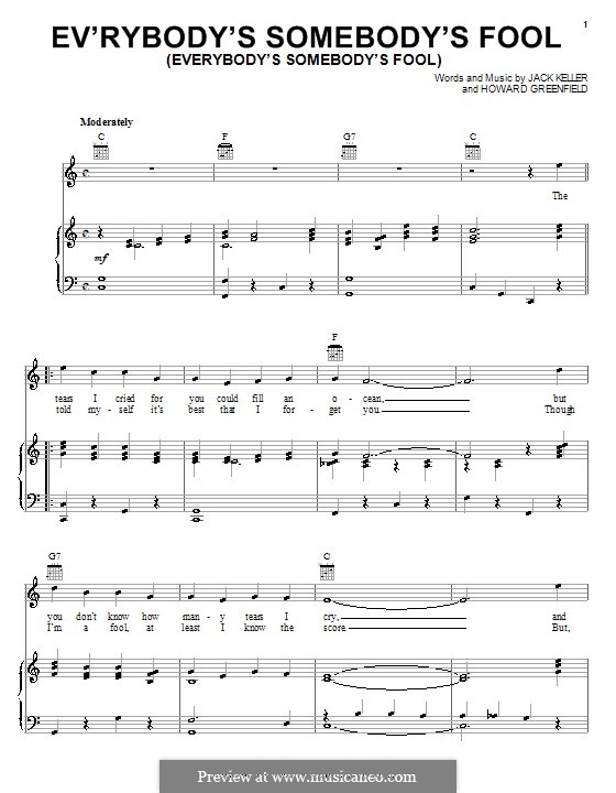 Ev'rybody's Somebody's Fool (Everybody's Somebody's Fool): Für Stimme und Klavier (oder Gitarre) by Howard Greenfield, Jack Keller