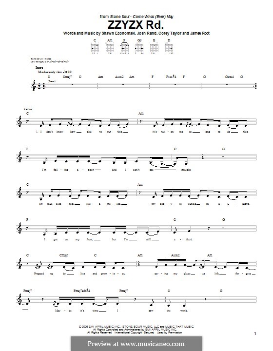 ZZYZX Rd. (Stone Sour): Für Gitarre mit Tabulatur by Corey Taylor, James Root, Josh Rand, Shawn Economaki