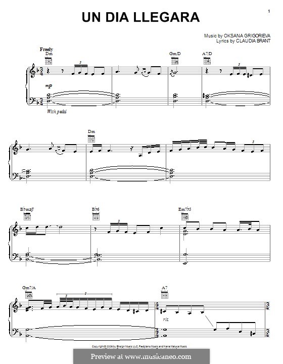 Un Dia Llegara (Josh Groban): Für Stimme und Klavier (oder Gitarre) by Claudia Brant, Oksana Grigorieva