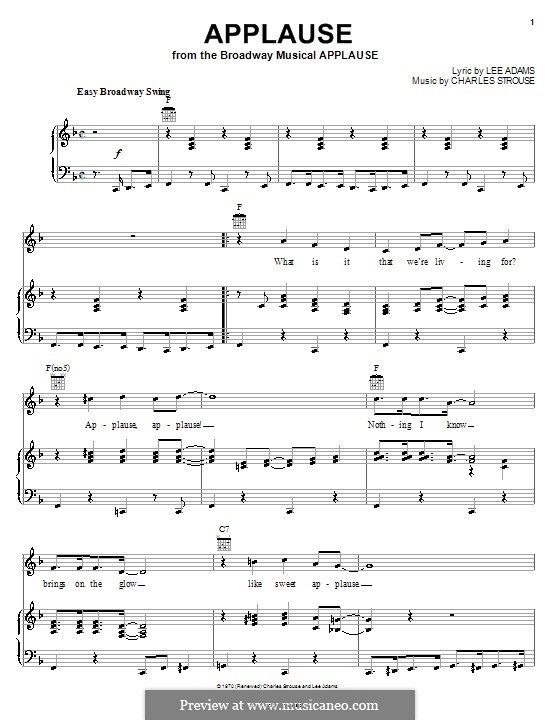 Applause: Für Stimme und Klavier (oder Gitarre) by Charles Strouse
