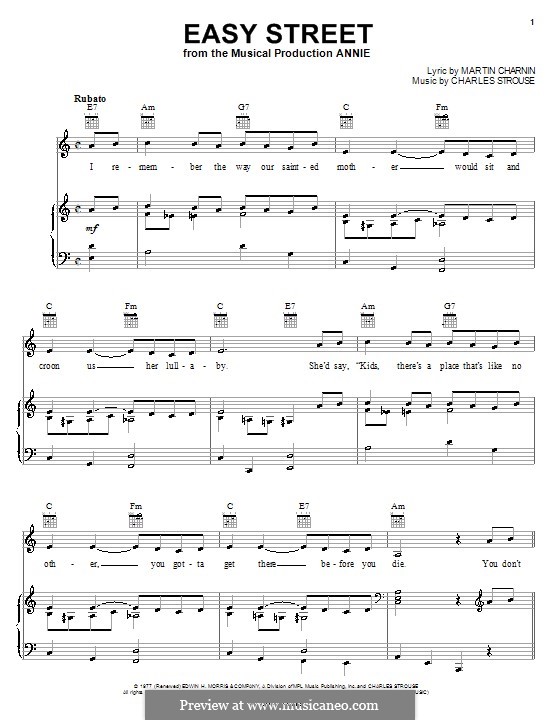 Easy Street (from Annie): Für Stimme und Klavier (oder Gitarre) by Charles Strouse