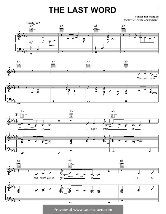The Last Word: Für Stimme und Klavier (oder Gitarre) by Mary Chapin Carpenter
