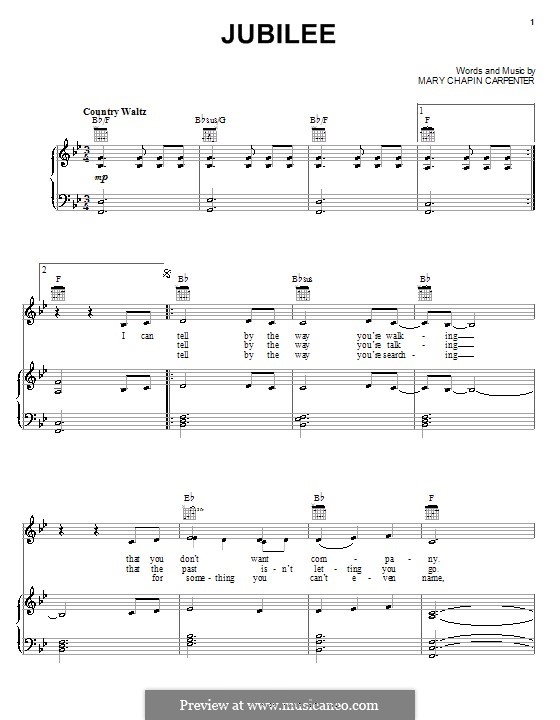 Jubilee: Für Stimme und Klavier (oder Gitarre) by Mary Chapin Carpenter