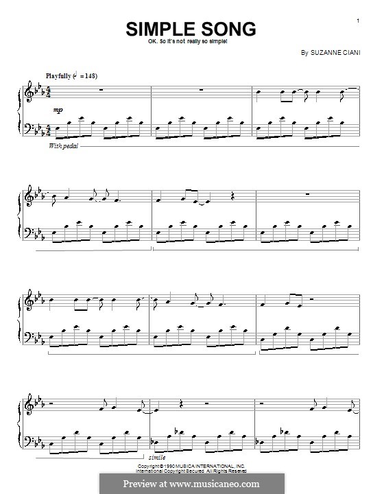 Simple Song: Für Klavier by Suzanne Ciani