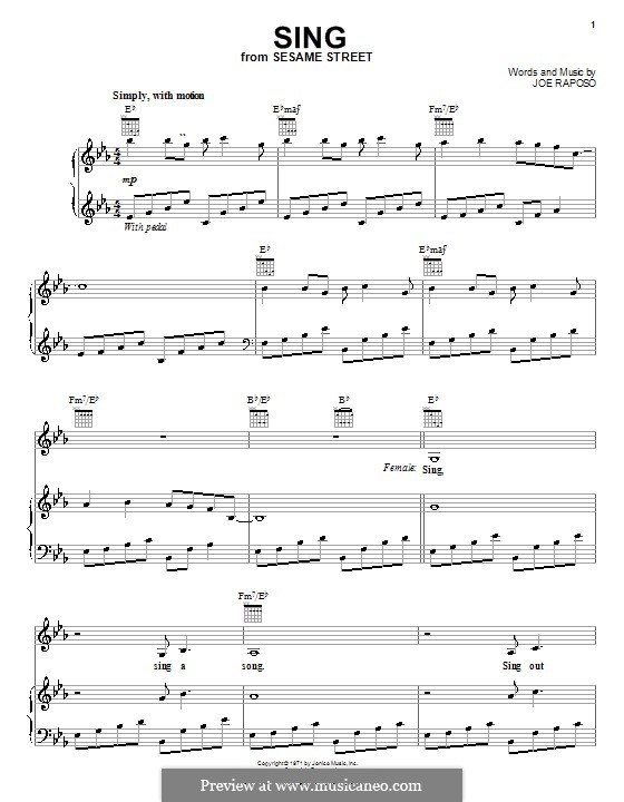 Sing (The Carpenters): Für Stimme und Klavier (oder Gitarre) by Joe Raposo
