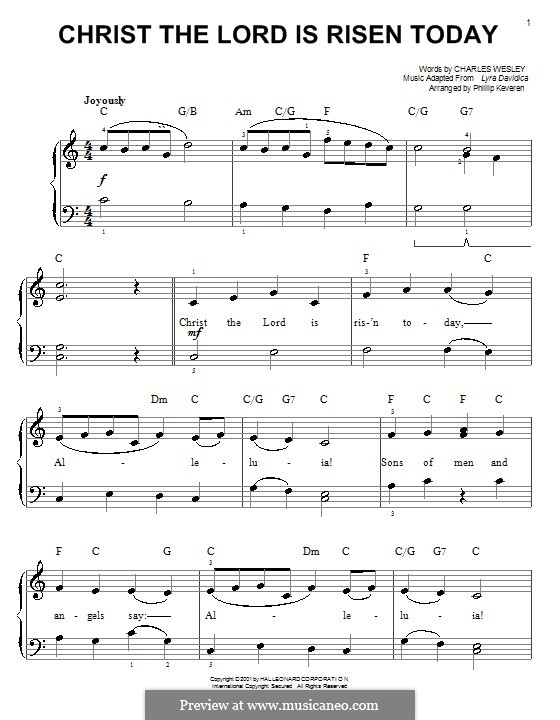 Christ the Lord Is Risen Today: Für Klavier, leicht by folklore